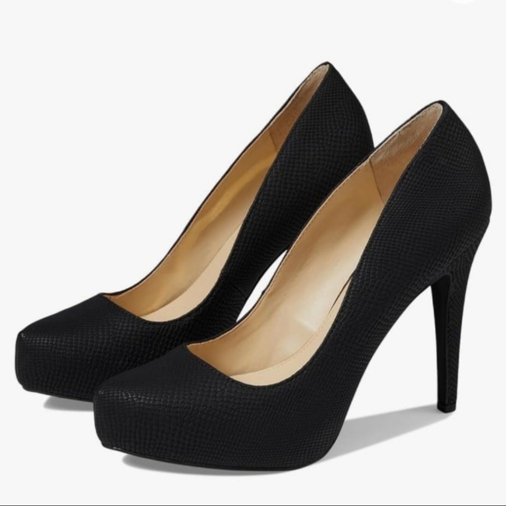 Pre-Owned Jessica Simpson Black Faux Leather Snake Parisah Platform Pump